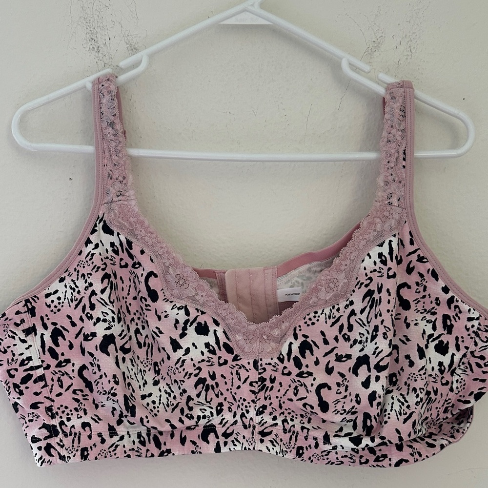 Catherines Pink Animal Print Lace Bralette
